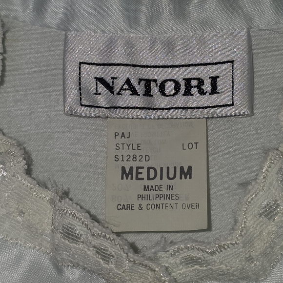 Vintage Natori Satin Lace Nightgown Robe Long Sleeve Pastel Blue Medium - Picture 2 of 10